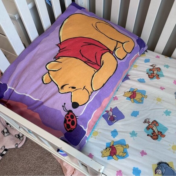 Disney | Vintage Winnie The Pooh Crib Sheet and Reversible Tigger Pillow Case - Picture 5 of 10